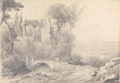 Landschaft mit Ruinen und Brücke von Henry William Burgess