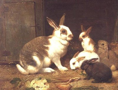 Fütternde Kaninchen von Henry William Carter