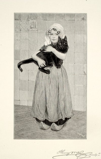 Mädchen mit Katze von Henry Wolf