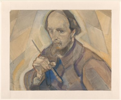 Selbstporträt mit Pinsel von Herman Kruyder (signed by artist)