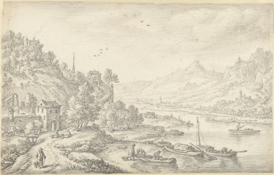 Fantasierte Rheinansicht von Herman Saftleven