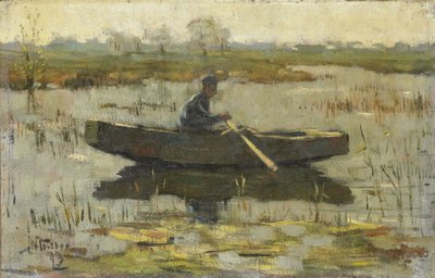 Mann in einem Ruderboot von Herman Wolbers