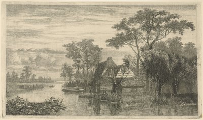 Flusslandschaft mit Anglern von Hermanus Jan Hendrik van Rijkelijkhuysen