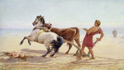 Odysseus pflügt den Sand des Meeres von Heywood Hardy