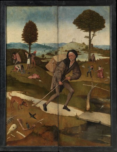 Der Hausierer Der Heuwagen-Triptychon, Rückseite von Hieronymus Bosch