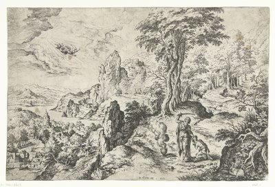 Landschaft mit dem Opfer Isaaks von Hieronymus Cock