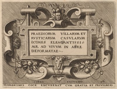 Titelseite für "Praediorum Villarum" von Hieronymus Cock