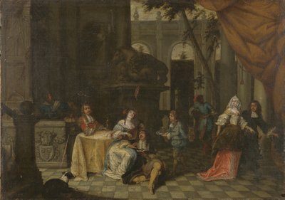 Elegante Gesellschaft auf einer Terrasse, 1669 von Hieronymus Janssens