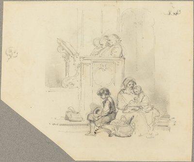 Figuren bei einem Gottesdienst von Hippolyte Bellange
