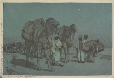 Karawane aus Afghanistan bei Mondschein von Hiroshi Yoshida