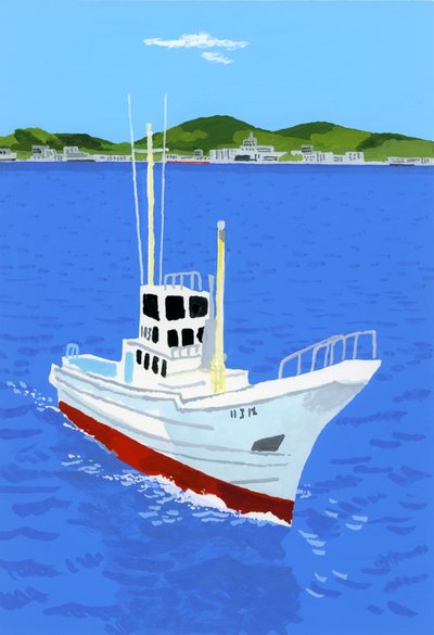 Fischerboot und Hafen von Hiroyuki Izutsu