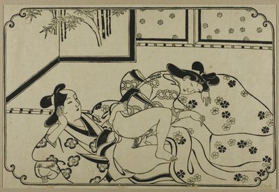 Ein Blatt aus einem Shunga-Album von Hishikawa Moronobu
