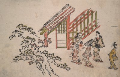 In der Nähe des Neuen Yoshiwara-Tores von Hishikawa Moronobu
