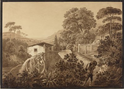 Italienische Landschaft mit einer Wassermühle von Hélène Boutourlin