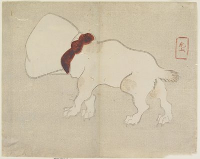Hund mit Tasche über dem Kopf, ca. 1830 von Hogyoku