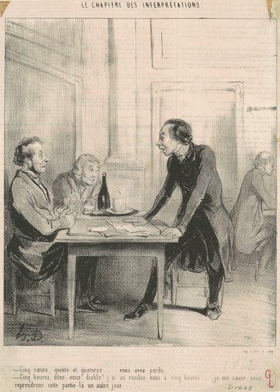 Fünf Herzen, Quinte und Vierzehn von Honoré Daumier