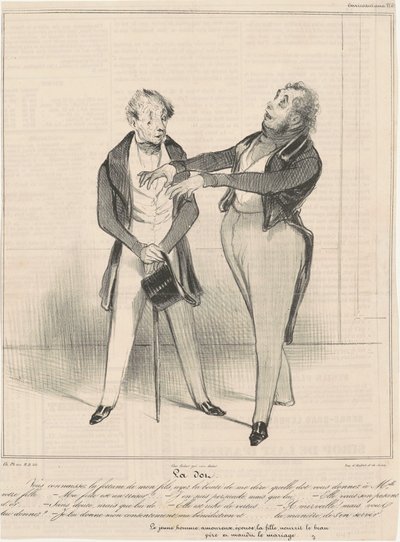 Die Mitgift... Sie kennen das Vermögen... von Honoré Daumier