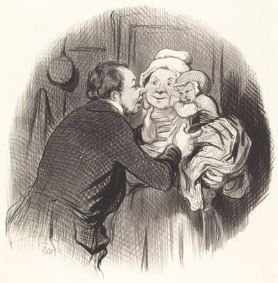 Der Besuch bei der Amme von Honoré Daumier