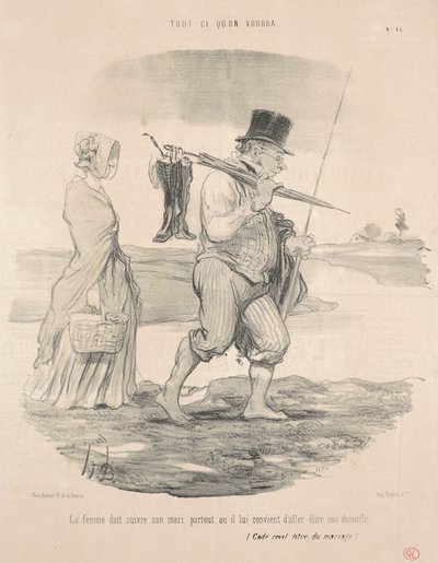 Die Frau muss ihrem Mann folgen ... von Honoré Daumier
