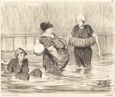 Die vorsichtigen Badenden von Honoré Daumier