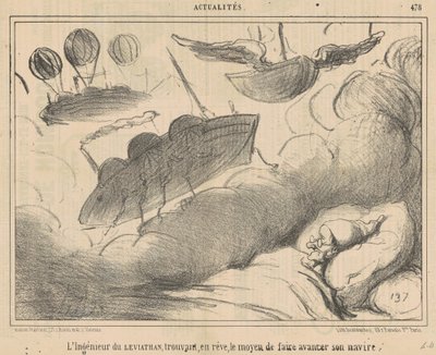 Der Ingenieur des Leviathan findet im Traum ... von Honoré Daumier
