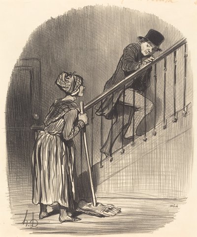Ist meine Frau zu Hause? von Honoré Daumier