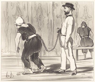Madame Rabourdeau bei ihrer ersten Lektion von Honoré Daumier