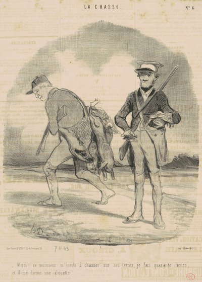Danke! Dieser Herr lädt mich zum Jagen ein ... von Honoré Daumier
