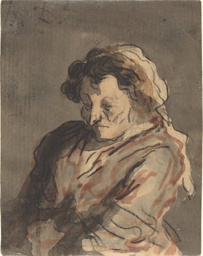 Sitzende alte Frau von Honoré Daumier