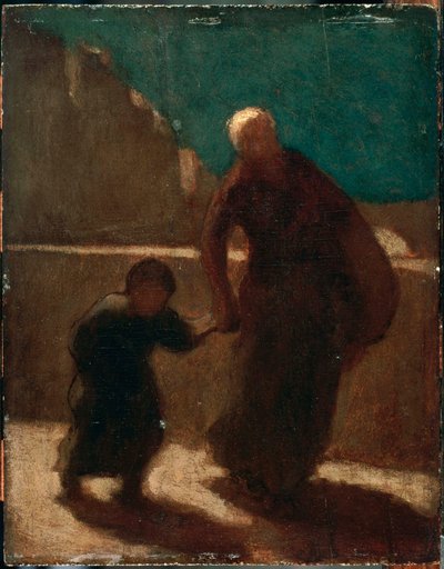 Auf einer Brücke bei Nacht von Honoré Daumier
