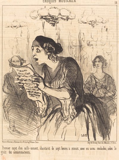 Erstes Thema eines singenden Café-Konzerts von Honoré Daumier