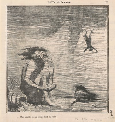 Was zum Teufel machen die da oben! von Honoré Daumier