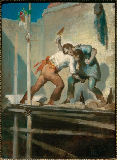 Raufende Maurer von Honoré Daumier