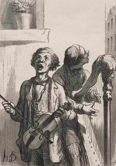 Die Sänger: Straßensänger von Honoré Daumier