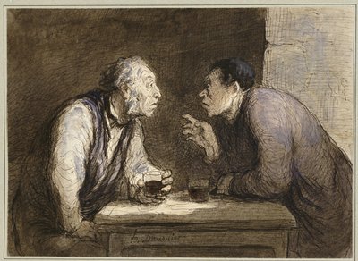Zwei Trinker, ca. 1857-69 von Honoré Daumier