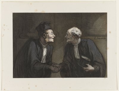 Zwei Anwälte schütteln sich die Hände, ca. 1840 von Honoré Daumier