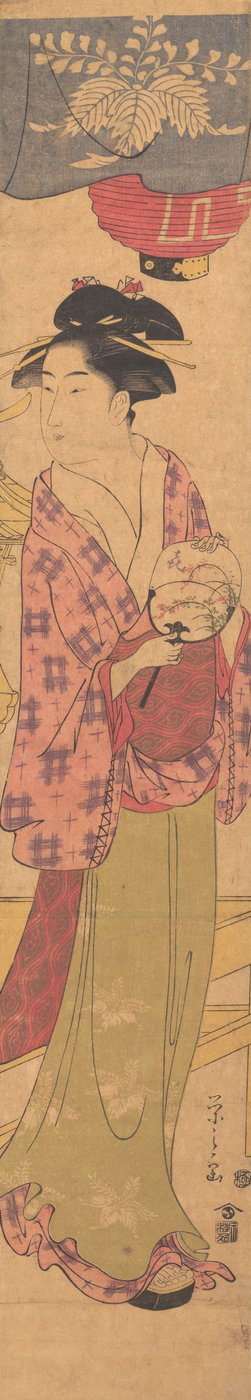 Ein Mädchen mit einem Fächer, ca. 1780 von Hosoda Eishi