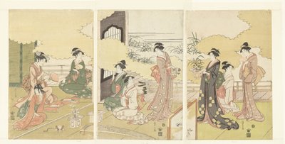 Frauen in einem Freiluftzimmer von Hosoda Eishi