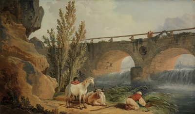 Brücke über einen Wasserfall von Hubert Robert