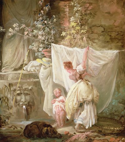 Wäscherin und Kind, 1761 von Hubert Robert