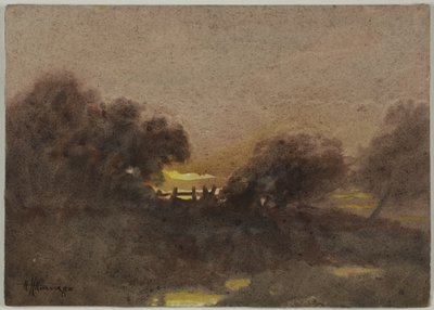 Landschaft mit Tor bei Sonnenuntergang von Hugh Huntington Howard