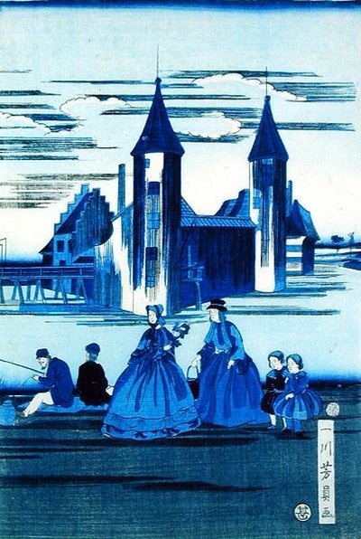 Zwei Damen mit zwei Kindern von Idikawa Yoshikadzu
