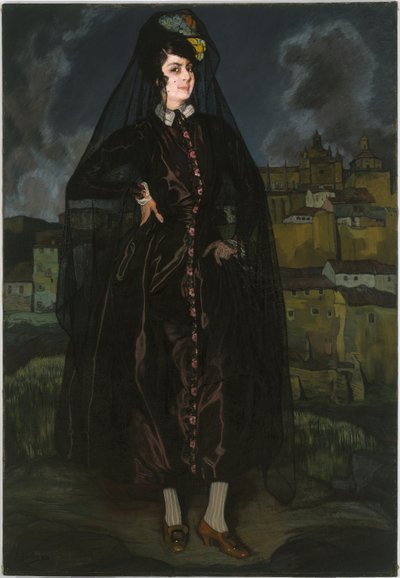 Porträt von Anita Ramírez in Schwarz von Ignacio Zuloaga