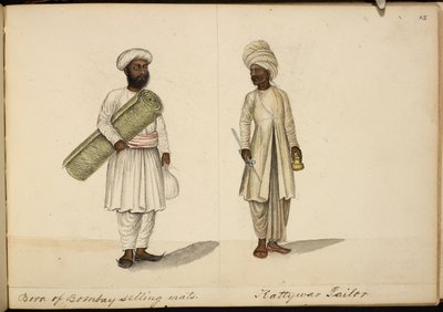 Bohori Mattenverkäufer; Kathiawar Schneider von Indian School