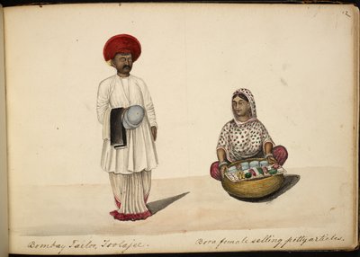 Bombay-Schneider; Bohori-Frau als Hausiererin von Indian School