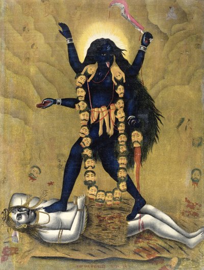 Hindu-Göttin Kali tanzt auf Siva von Indian School