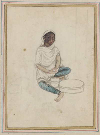 Frau beim Kornmahlen von Indian School