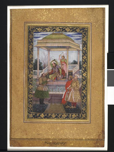 Kaiser Jahangir im Pavillon mit Dienern von Islamic School