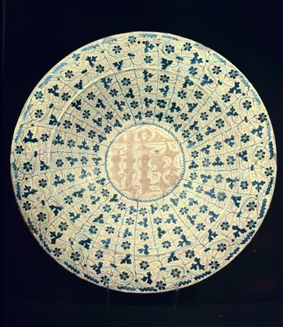Gelber und blauer Teller, maurisch (Faience) von Islamic School
