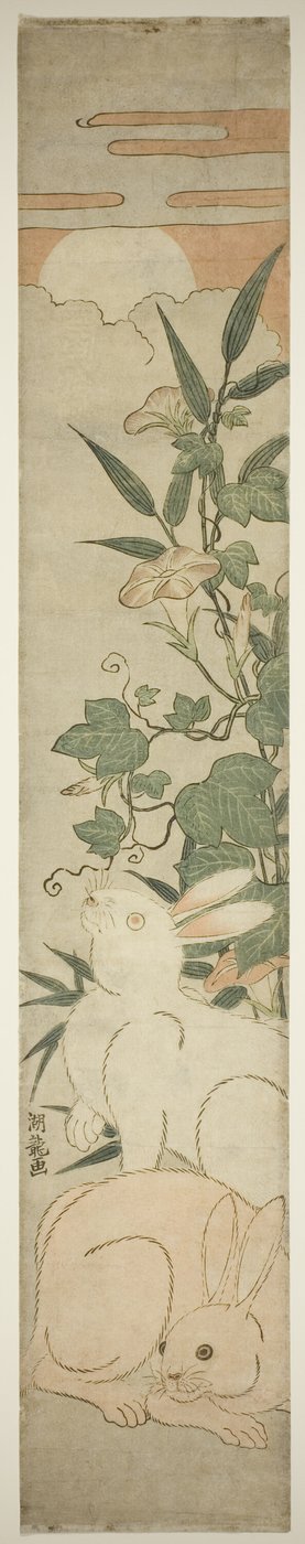 Morgenröte, Kaninchen und Mond von Isoda Koryusai
